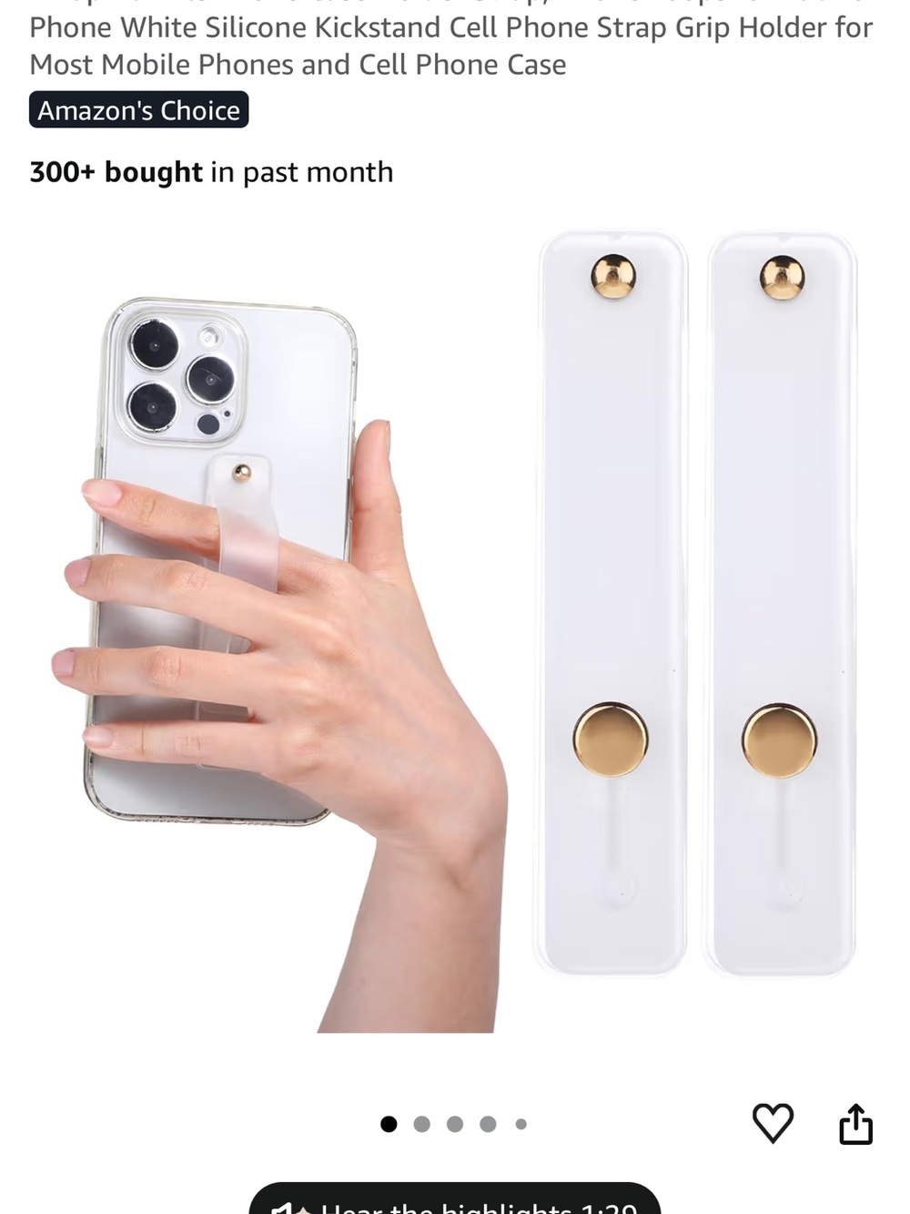 White Silicone Phone Kickstand Strap Grip Holder for Most Mobile Phones